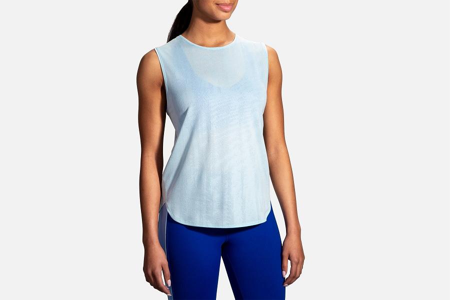 Brooks Spirit Women Clothes & Running Tank Blue KUI726539